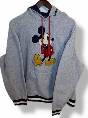 Disney Parks Mickey Mouse Embroidered Hoodie Gray Walt Disney World XL